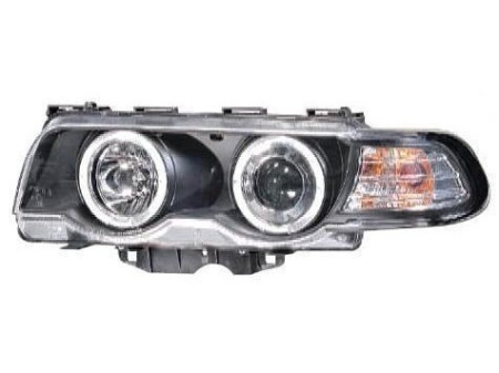 BMW 7 E38 (99-01) фары передние черные, со светящимимся ободками, комплект 2 шт.