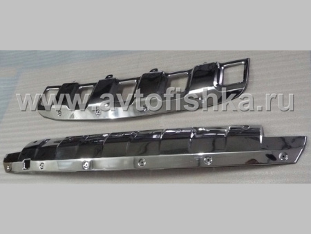 Mercedes W164 ML (05-11) накладки на передний и задний бамперы и полированной нержавеющей стали, комплект 2 шт.