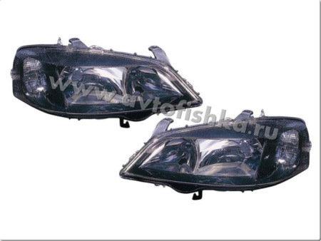 Opel Astra G (98-04) фары передние черные, комплект 2 шт.