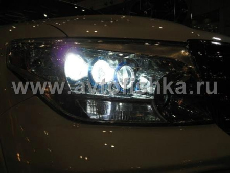 Toyota Land Cruiser 200 (2008-) фары передние линзовые тонированный хром, под корректор, дизайн LS600h, по заказу MidWest, комплект 2 шт.