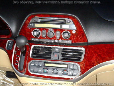 Декоративные накладки салона Honda Odyssey 2005-н.в. полный набор, без навигации система, ручной AC Control