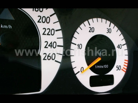 Mercedes W210 E class 1999-2003 светящиеся шкалы приборов - накладки на циферблаты панели приборов, дизайн № 2