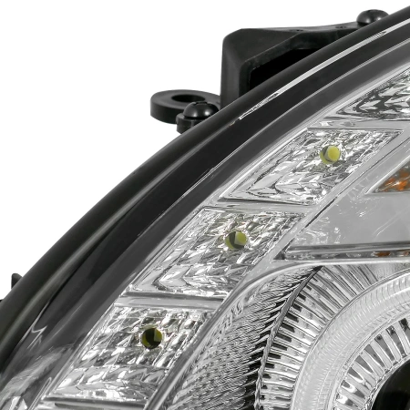 Lexus GS300, GS400, GS430, Toyota Aristo (97-05) фары передние линзовые хромированные со светящимися ободками и DRL подсветкой, комплект 2 шт.