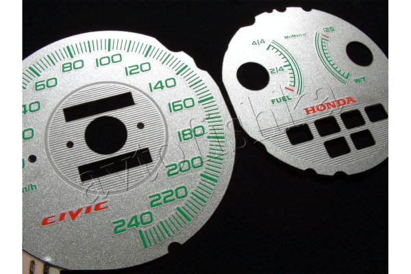 Honda Civic (92-95) светодиодные шкалы (циферблаты) на панель приборов - дизайн 5