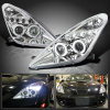 Toyota Celica (00-05) фары передние линзовые хромированные, со светящимися ободками LED
