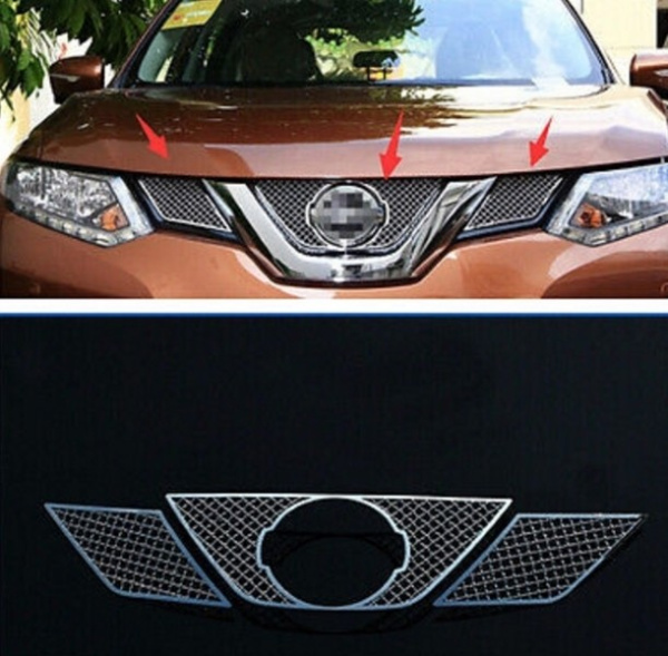 Nissan X-Trail (14–) Декоративная накладка на решетку радиатора, 3 части, хром