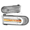 Toyota FJ Cruiser (07-14) хром светодиодные динамические поворотники с ДХО, комплект 2 шт.
