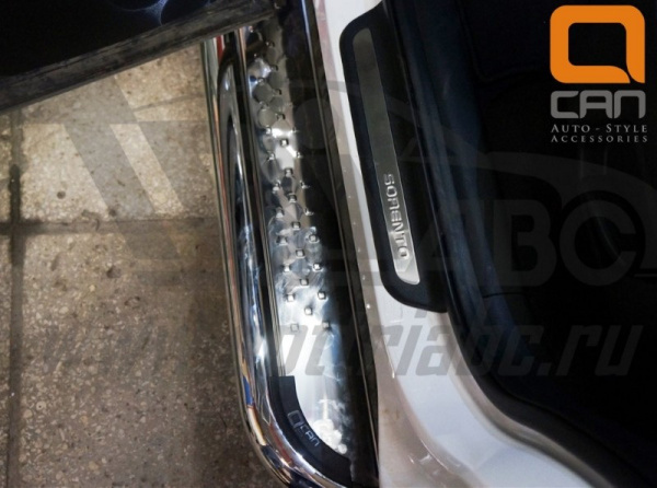 Kia Sorento (15–) Пороги нержавеющая труба с листом С2 d 60 мм