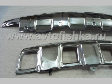 Mercedes W164 ML (05-11) накладки на передний и задний бамперы и полированной нержавеющей стали, комплект 2 шт.