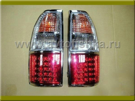 Toyota Land Cruiser Prado FJ90 (96-02) фонари задние светодиодные красно-белые прозрачные, комплект 2 шт.