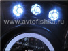 Jeep Grand Cherokee (04-07) фары передние линзовые черные, со светящимися ободками CCFL и светодиодами, комплект 2 шт.