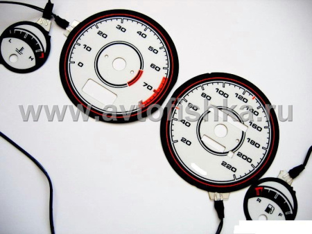 Audi 80, 90 B3, B4 светящиеся шкалы приборов - накладки на циферблаты панели приборов, дизайн № 4