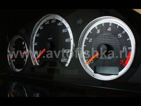 Mercedes W202 C class (95-00) светящиеся шкалы приборов - накладки на циферблаты панели приборов, дизайн № 1