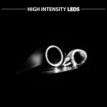 Mitsubishi Eclipse (00-05) фары передние линзовые черные, со светящимися ободками, комплект 2 шт.