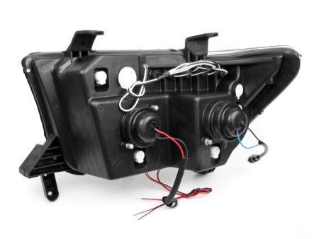 Toyota Tundra (07-) фары передние линзовые черные, со светящимися ободками и подсветкой DRL, комплект 2 шт.