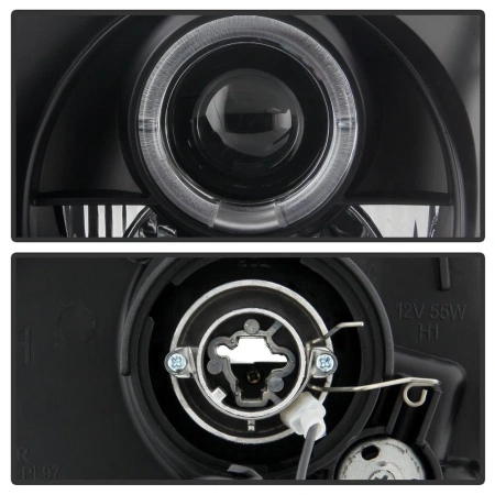 Honda Prelude (96-01) фары передние линзовые черные, со светящимися ободками, комплект 2 шт.