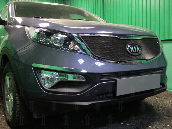 Kia Sportage (14–15) Защита радиатора, чёрная, верх (Classic)