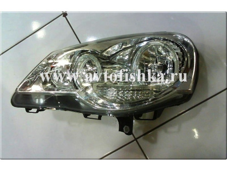 Volkswagen Polo (05-) фары передние хромированные, со светящимися ободками, комплект 2 шт.