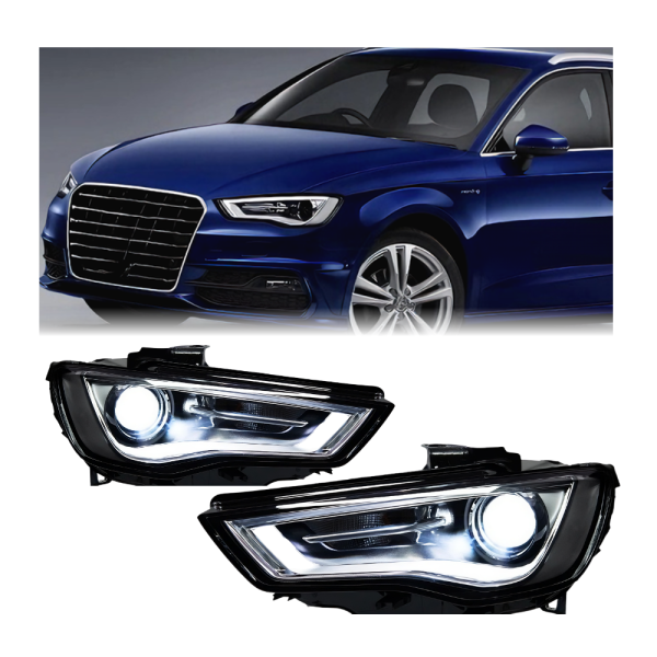 Передние светодиодные фары с «ангельскими глазками» для Audi A3 8V (2013–2016) — общий вид