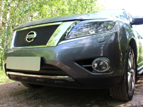 Nissan Pathfinder (14–) Защита радиатора Premium, чёрная, низ