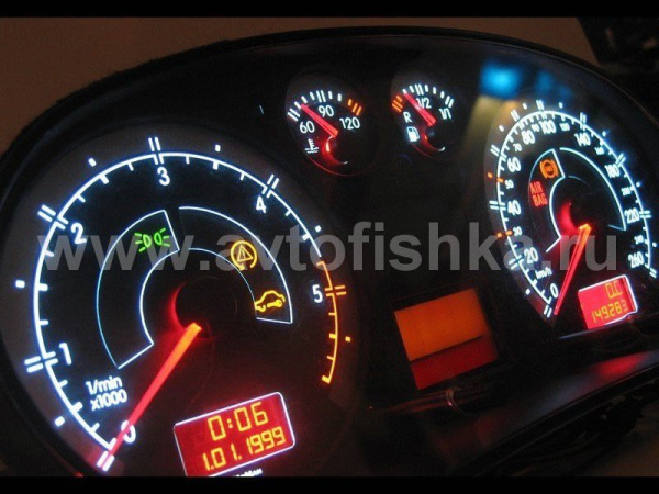 Audi A3 (96-02) (8L) светящиеся шкалы приборов - накладки на циферблаты панели приборов, дизайн № 1