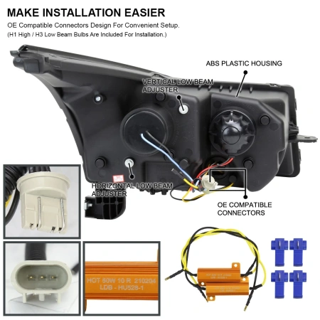 Chevrolet Cruze (2011-2016) фары передние черные линзованные диодной подсветкой в стиле Audi
