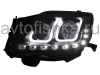 Toyota Land Cruiser Prado 150 (2010-) фары передние линзовые черные со светящимися ободками и светодиодной подсветкой, дизайн Volkswagen, комплект 2 шт.