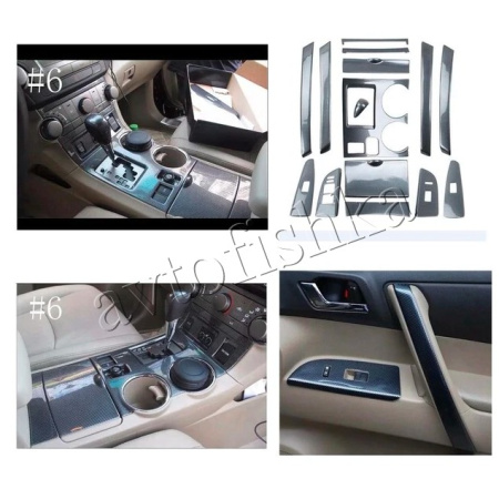 Toyota Highlander (2007-2012) отделка салона авто деревом накладки, темное матовое дерево, комплект 15 предметов.