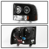 Ford Excursion (00-05) фары передние линзовые черные со светящимися ободками, со светодиодной подсветкой, комплект 2 шт.