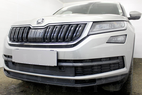 Skoda Kodiaq (16–) Защита радиатора, чёрная, низ (2 части)