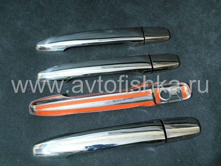 Mitsubishi Outlander XL, Peugeot 4007, Citroen C-crosser накладки на ручки дверей, из нержавеющей стали, под сенсор KOS, комплект 4 шт.