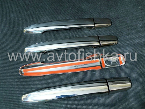 Mitsubishi Outlander XL, Peugeot 4007, Citroen C-crosser накладки на ручки дверей, из нержавеющей стали, под сенсор KOS, комплект 4 шт.