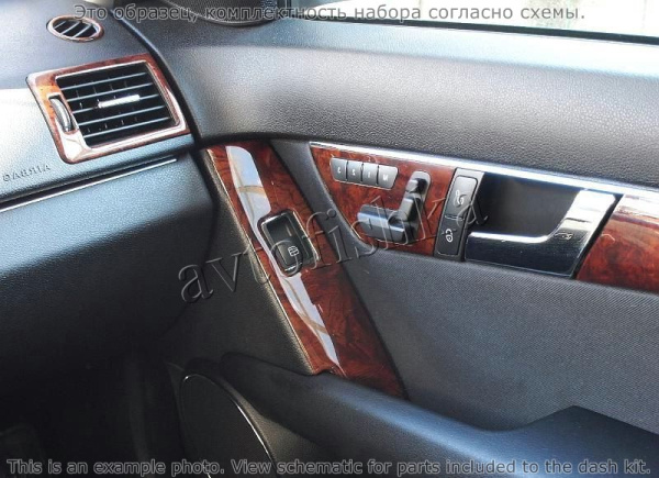 Декоративные накладки салона Mercedes Benz C Class 2008-н.в. полный набор