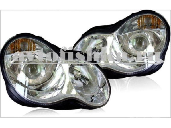 Mercedes C-class W203 (00-07) фары передние линзовые хромированные, комплект 2 шт.