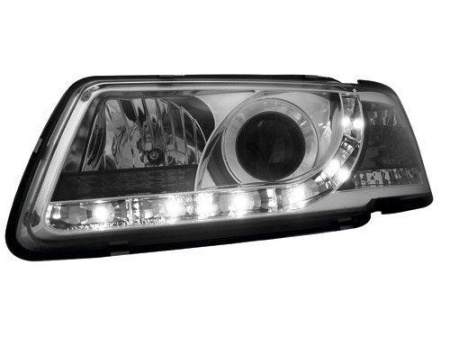 Audi A3 (96-02) фары передние линзовые хромированные, со светодиодной подсветкой, комплект 2 шт.