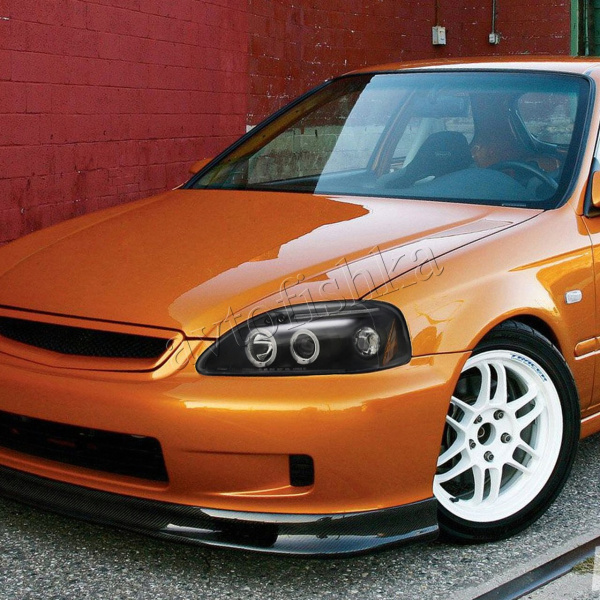 Honda Civic, Ferio EK (99-00) фары передние черные с белыми рефлекторами, линзовые светодиодные