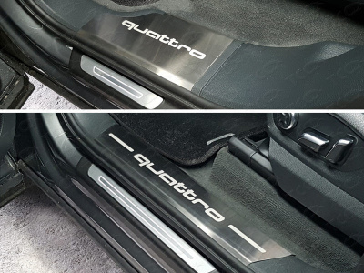 Audi Q7 (15–) Накладки на пороги (лист шлифованный надпись quattro)