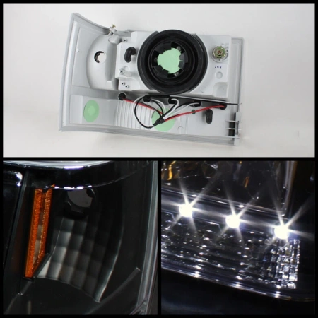 Jeep Grand Cherokee (93-98) передние фары черные тюнинг с ДХО