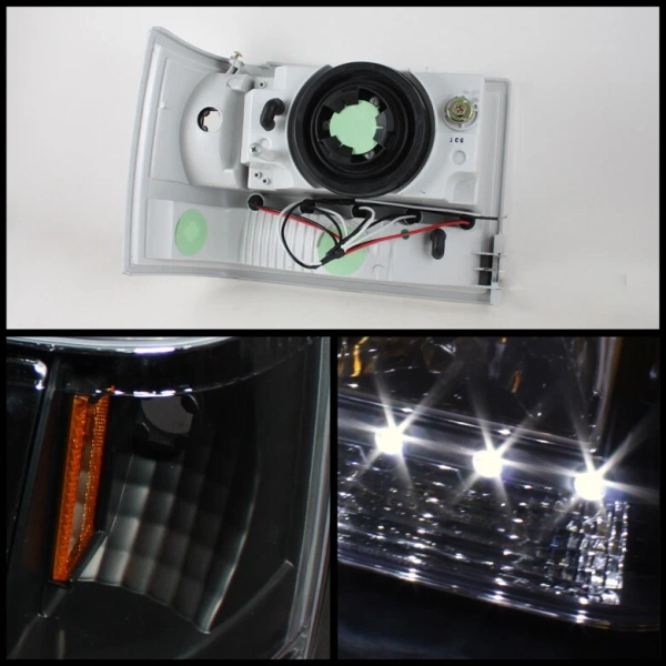 Jeep Grand Cherokee (93-98) передние фары черные тюнинг с ДХО