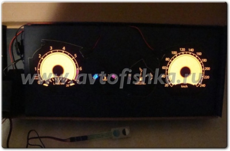 BMW 3 E46 циферблаты шкал комбинации приборов с подсветкой, 240 km/h.