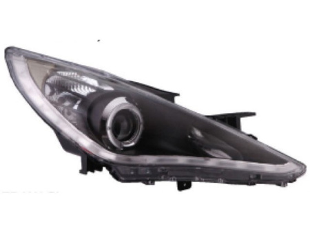 Hyundai Sonata (10-) фары линзовые передние черные, со светящимися ободками, тюнинг, комплект 2 шт.