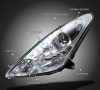 Toyota Celica 2000-2005 фары передние линзованные хромированные, с DRL ходовыми огнями