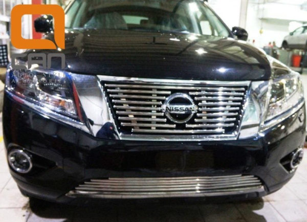 Nissan Pathfinder (14–) Решетка переднего бампера и радиатора d16 (2 части)