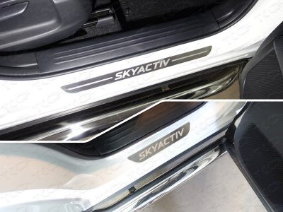 Mazda CX-5 (17–) Накладки на пороги (лист шлифованный надпись SKYACTIV) 4шт