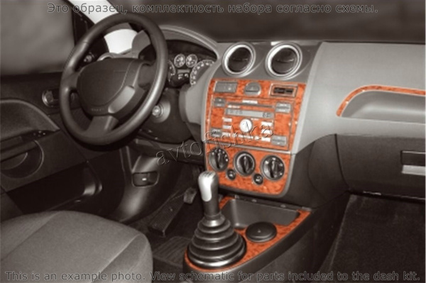Ford Fiesta 2005-2009 декоративные накладки (отделка салона) под дерево, карбон, алюминий