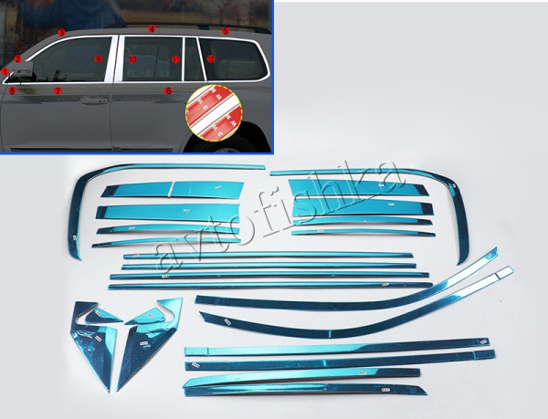 Toyota Land Cruiser 200 (08-20) накладки на окна, молдинги из нержавеющей стали