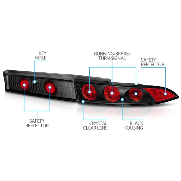 Задние фонари черные, стопы для Mitsubishi Eclipse 1997-1999