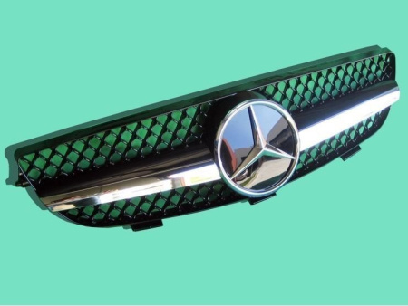 Mercedes CLK W209 (03-09) решетка радиатора черная со звездой, дизайн Big Star, стиль SL-class 2008 года