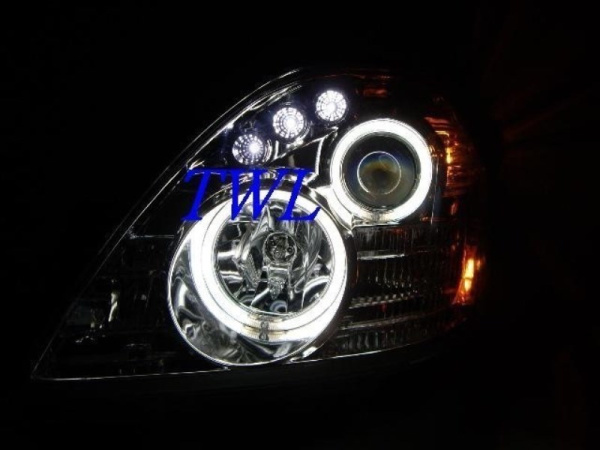 Nissan Teana (04-06) фары передние линзовые черные, со светящимися ободками, комплект 2 шт.