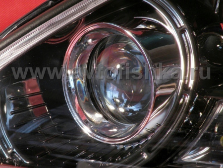 Lexus RX330, RX350 (03-08) передние линзовые ксеноновые фары, тонированный хром, под корректор, дизайн LS600, дизайн "MidWest", комплект 2 шт.